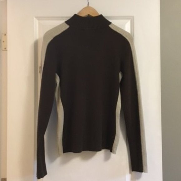 Y2K Lole Wool Blend Two Tone Preppy Mock Neck Sweater - Picture 4 of 10